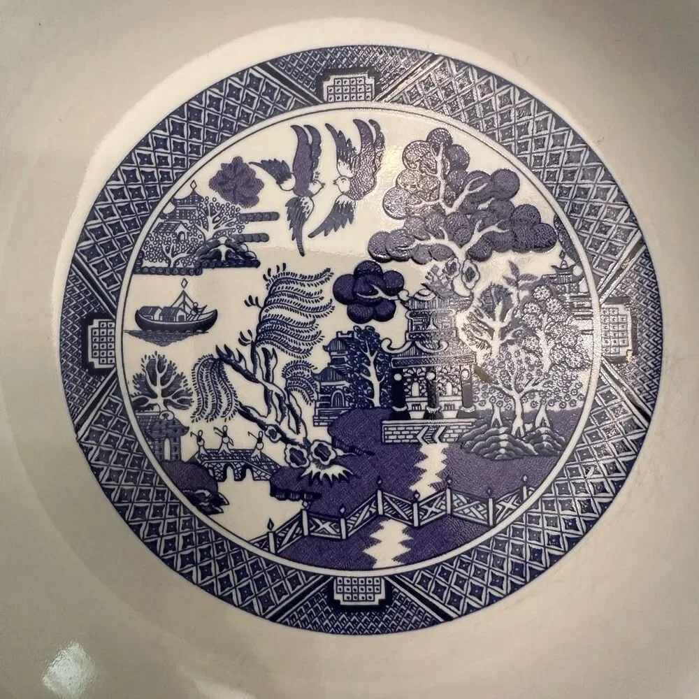 Royal Cuthbertson Vintage Blue‎ Willow Pattern Set of 4 Cereal Soup Bowl NEW